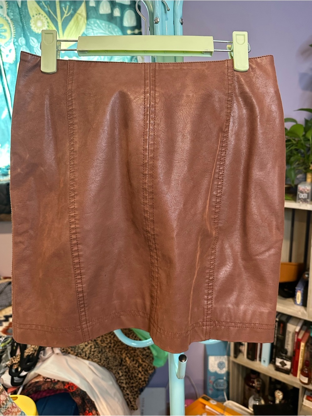 Free People Brown Faux Leather Mini Skirt